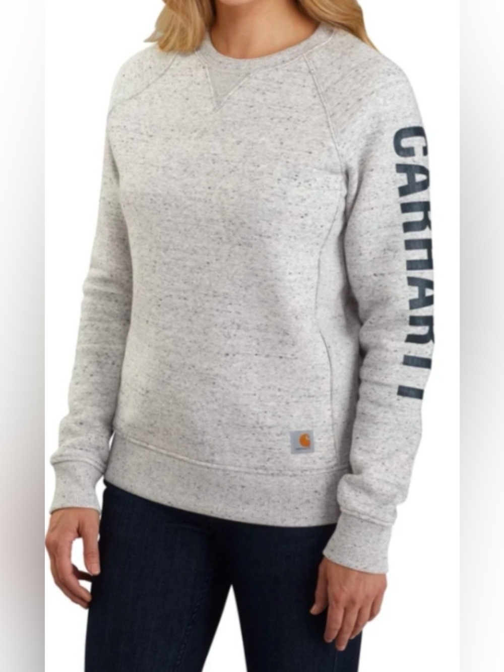 Carhartt Grey Logo Sleeve Relaxed Fit Workwear Midweight Crewneck Size XL
